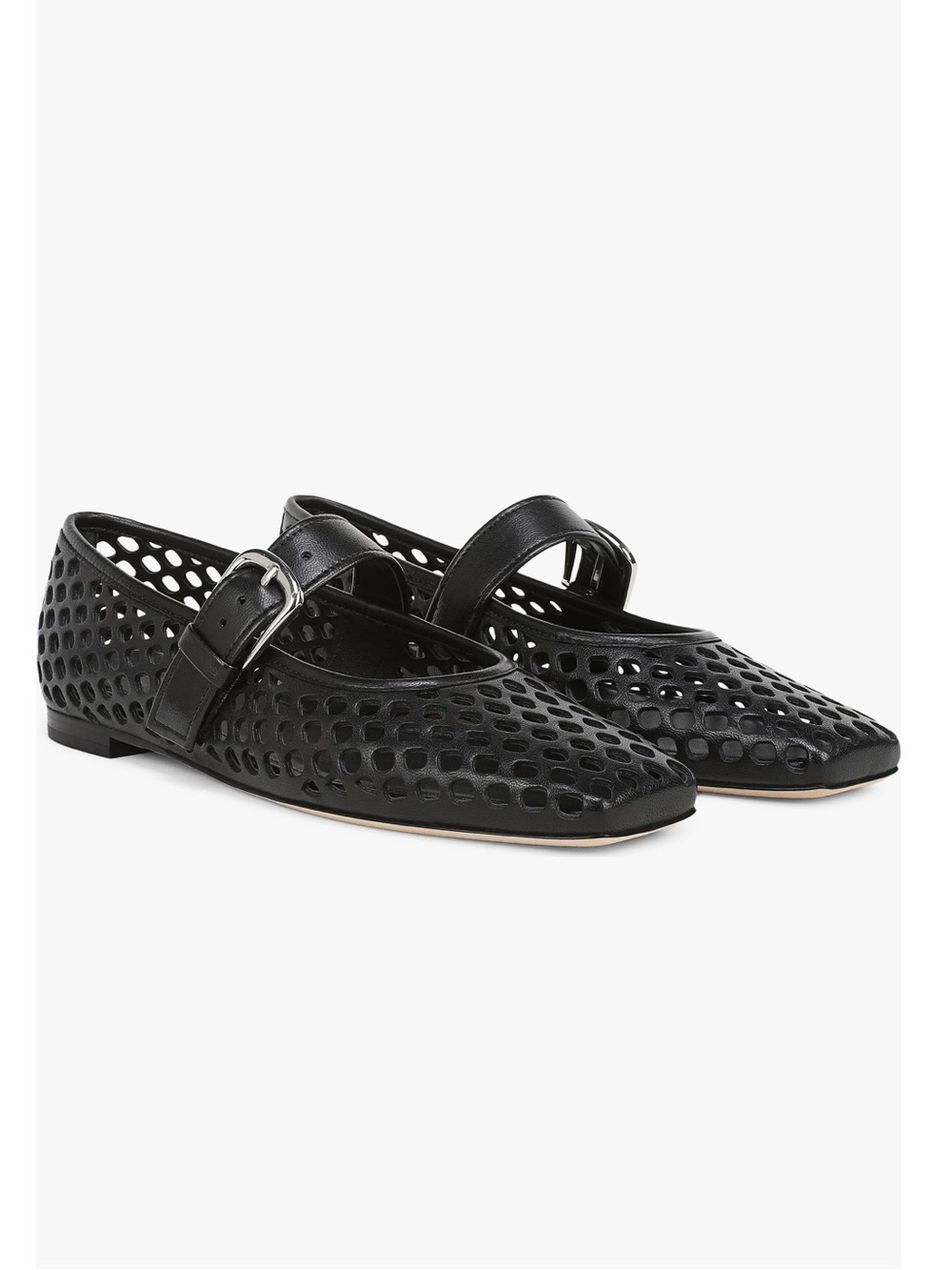 Vince "Daniella" Perforated Black Leather Mary Jane Flats